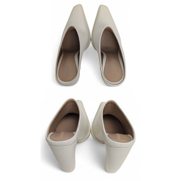 Bottega Veneta NWT Tex Leather Mules Women’s IT37 US7 Sea Salt Dressy Minimalist - Picture 5 of 11